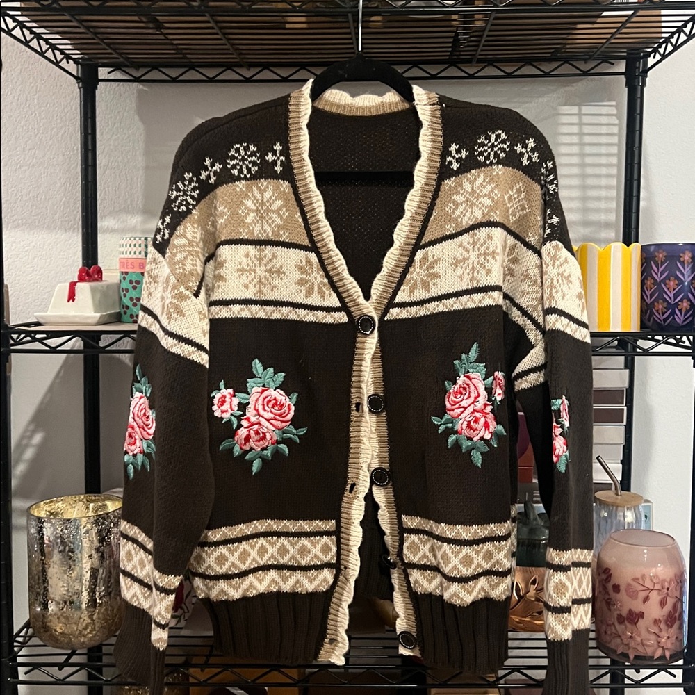 Boutique Embroidered Roses Western Cardi, Various Sizes NWT - Picture 5 of 7